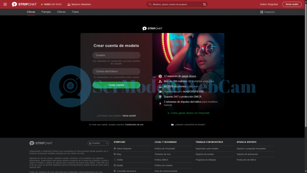 crear cuenta Stripchat modelo webcam 2025
