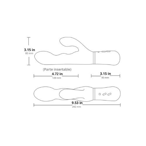 Dimensiones del vibrador Lovense Nora.