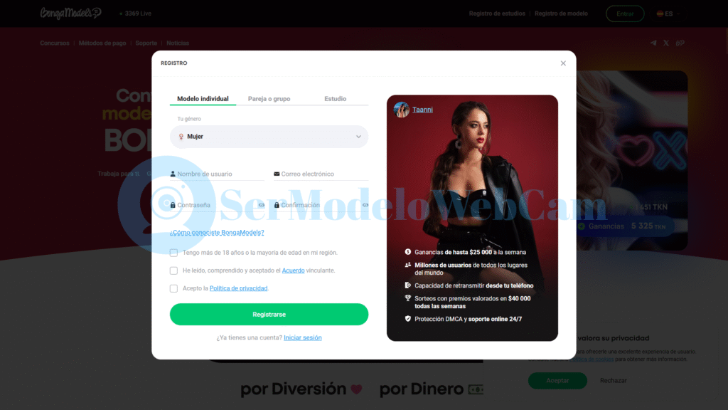 crear cuenta BongaCams paso a paso